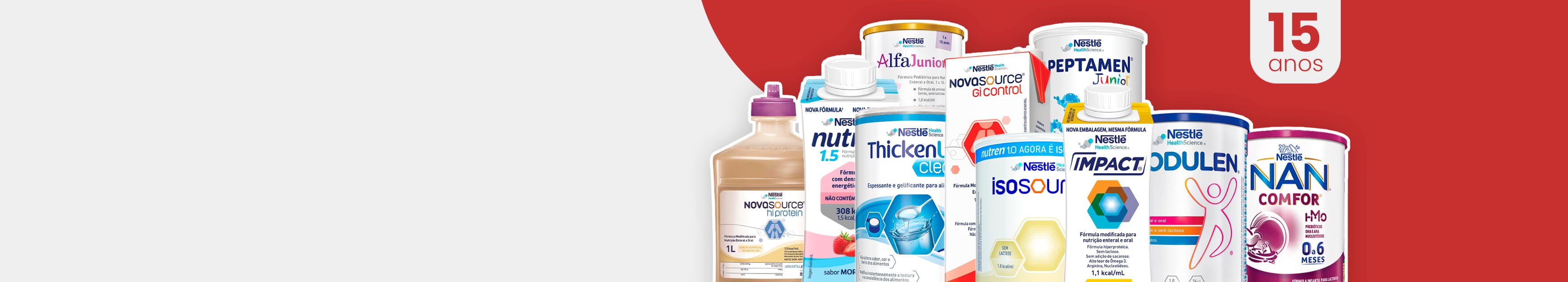 Linha de produtos nutricionais Nestlé Health Science comercializados pela Nutrimix - 15 anos de Grupo Nutrimix