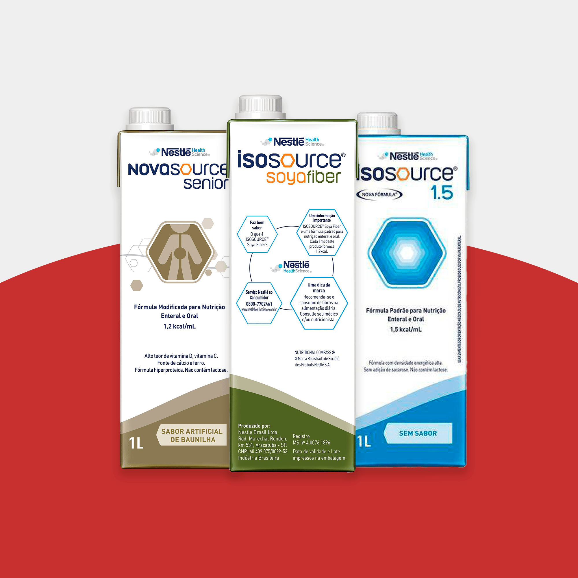 Dietas em sistema aberto: Novasource Senior, Isosource Soya Fiber e Isosource 1.5